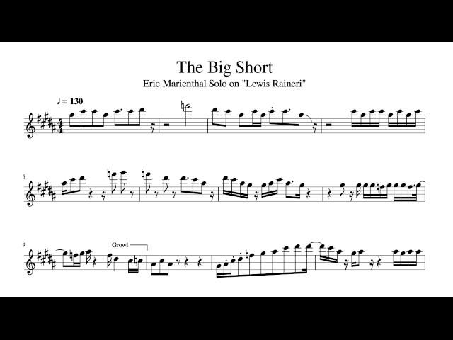 Lewis Rainieri (The Big Short) - Eric Marienthal Solo Transcription