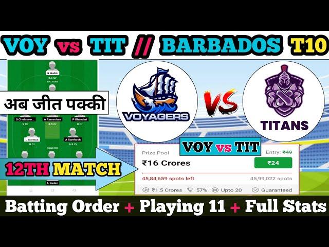 Voy vs tit Dream11 || Voy vs tit Dream11 prediction || Voy vs tit 12th Match || Voy vs tit