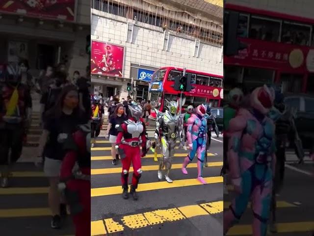 Kamen Riders walking on the streets