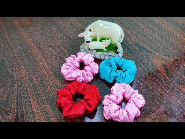 Scrunchies easy making tutorial//rubber band making easy process//shivakasi corner