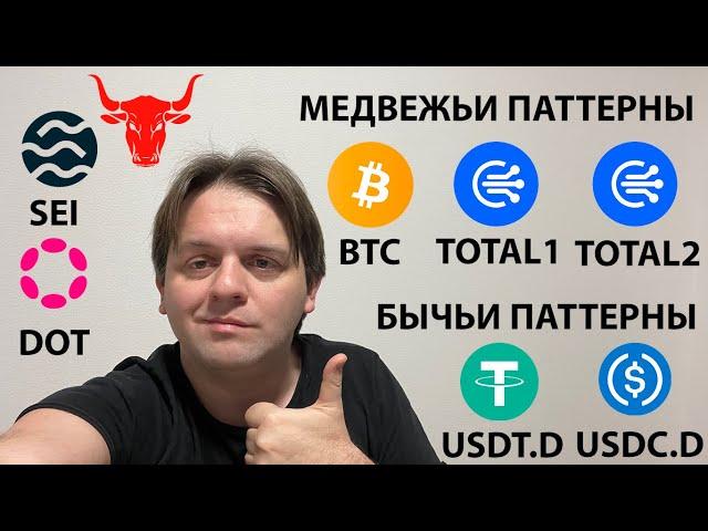 ЭТИ ДНИ ОЧЕНЬ ВАЖНЫ ДЛЯ BTC! ТОРГУЕМ ОСТОРОЖНО. ТЕХНИЧЕСКИЙ АНАЛИЗ #BTC #SEI #DOT #TOTAL1 #TOTAL2