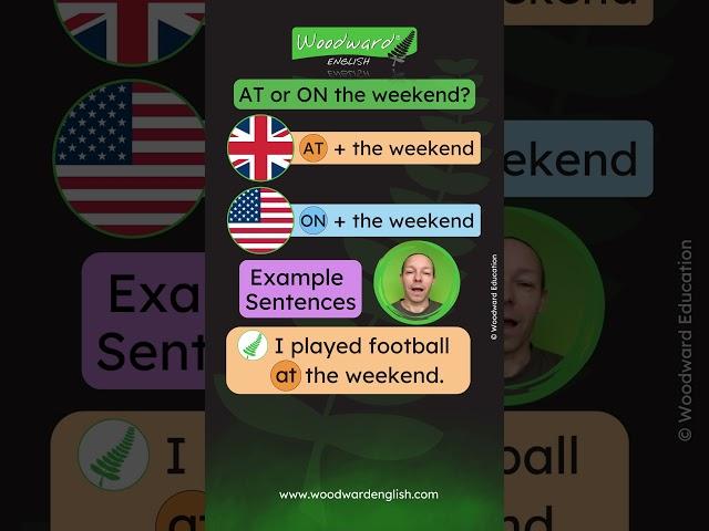 AT the weekend or ON the weekend? | British English vs American English | Learn English Prepositions