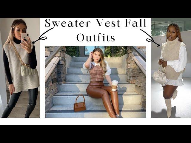 How to style a Sleeveless Sweater Vest | Best Elegant Women Fall & Winter Outfits Ideas to Wear 2022