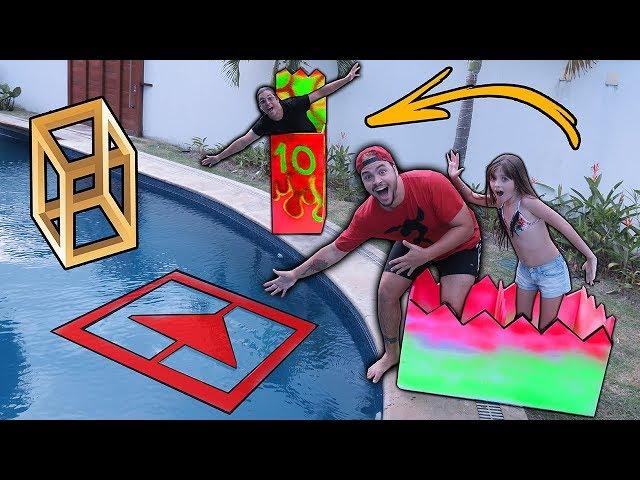 PULANDO DENTRO DE FORMAS IMPOSSÍVEIS NA PISCINA !!