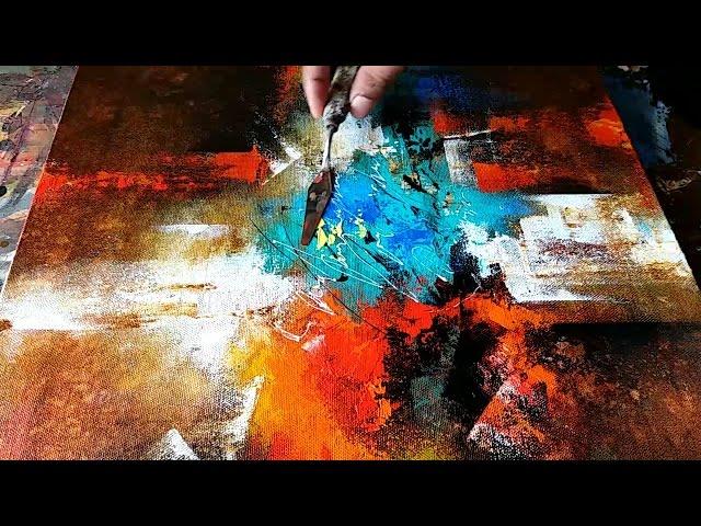 Abstract Painting / How to paint abstract in Acrylics / EASY Wash Techniques / Demonstration