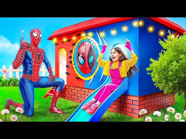 Wir haben ein winziges Haus gebaut -Superhelden Challenge! Deadpool und Spider-Man im echten Leben!