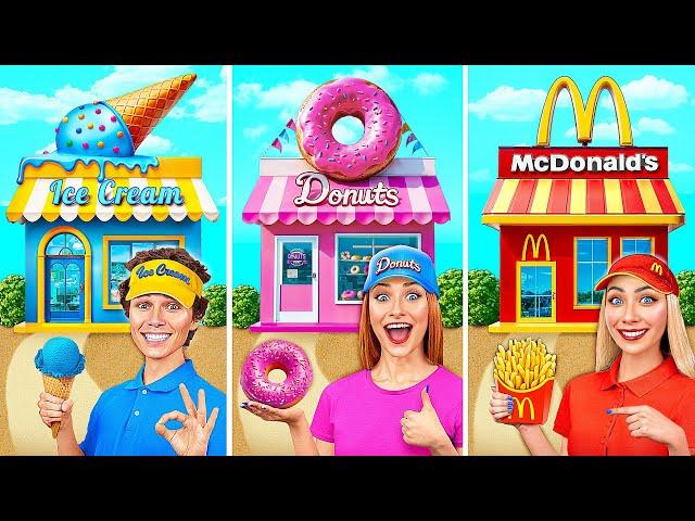 One Colored House Challenge | McDonald’s vs Ice Cream vs Donuts by Multi DO Smile