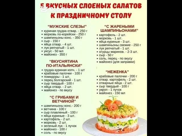 5 Вкусных Салатов к Праздничному Столу  #праздничный_стол #салаты #рецепты #кулинария