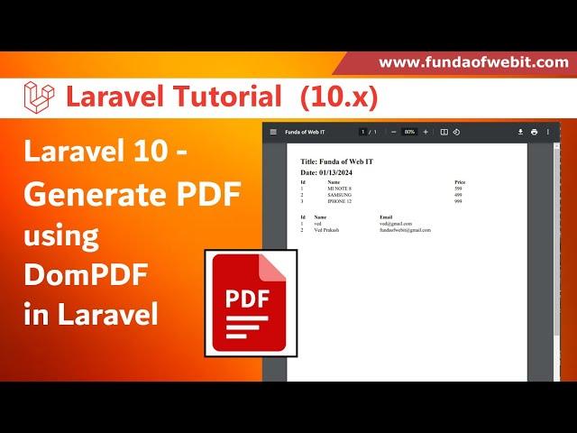 Laravel 10 - Generate PDF using DomPDF in Laravel step by step | Laravel pdf generator tutorial