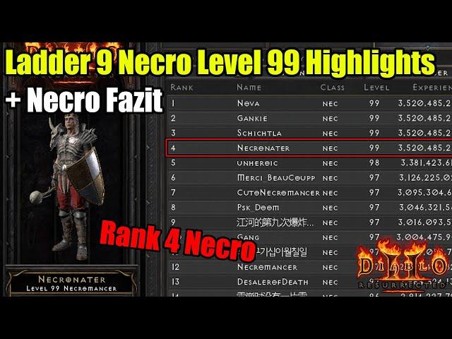 D2R | Ladder 9 Necro Level 99 Highlights & Necro Fazit