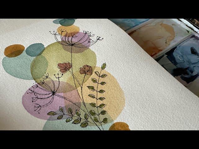 Watercolor Journal Ideas Day 44 (Soft Layers and Doodles)