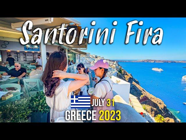 Santorini Greece Fira ( Thira ) 2023, walking tour 4k, with lots of detail shots.