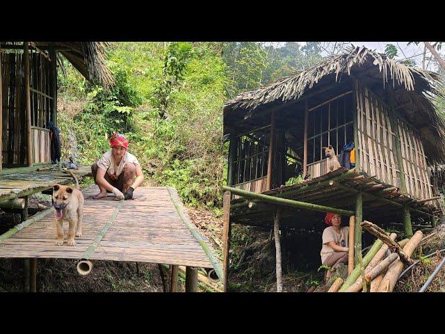 single girl - finished building bamboo house