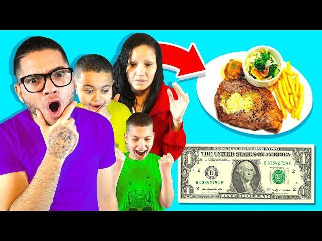 Family Only Spend $1 Food for 24 Hours Challenge! | MindOfRez