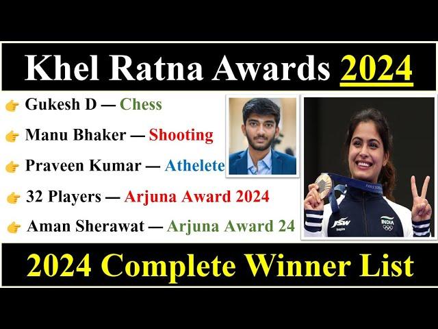 Khel Ratna Awards 2024 | Arjuna Awards 2024 | Sports Current affairs 2024