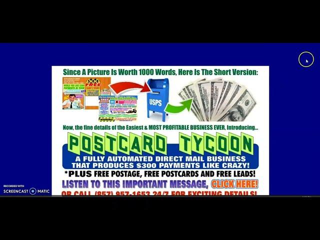 Postcard Tycoon - Make $300 Commissions Mailing Postcards