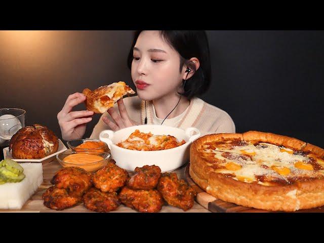 ENG SUB)Gochu Basasak Chicken Chicago Pizza Volcano Chibap Baguette Ball Mukbang ASMR Eating Show