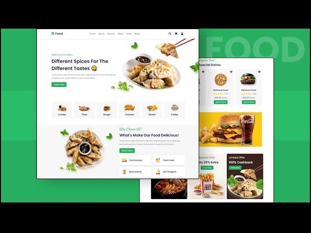 Responsive Food / Restaurant Website Design Using HTML / CSS / SASS / JAVASCRIPT - From Scratch
