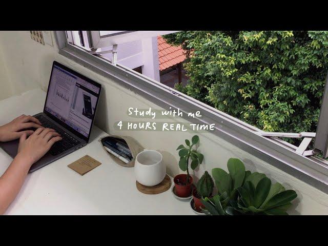 4 hour study with me | real time, no music