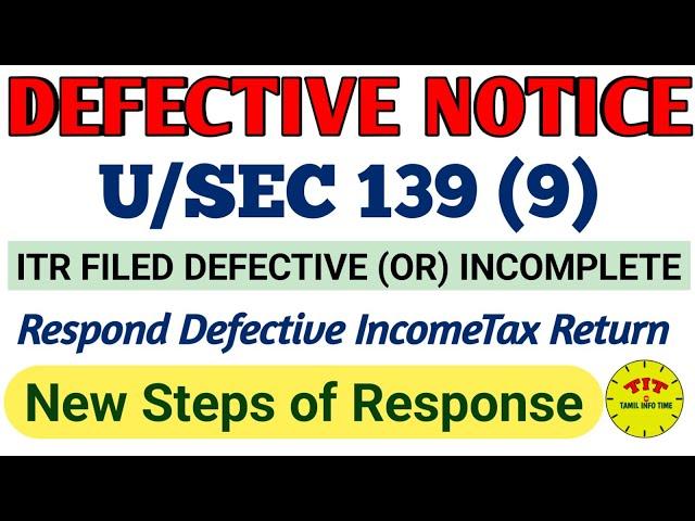 Defective return notice u/s139 (9) A.Y 2024-25 | How to file Itr for Defective notice us 139 (9)