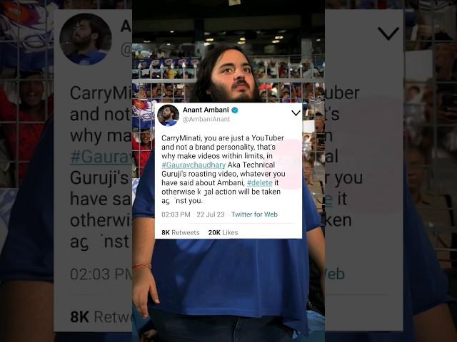 Carryminati VS Anant Ambani!