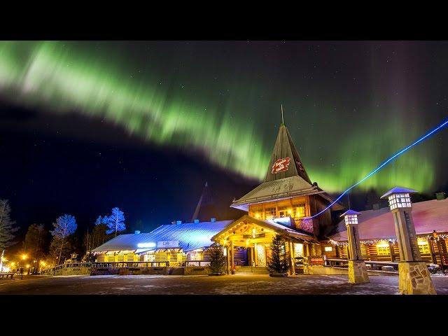 Northern lights in Santa Claus' hometown Rovaniemi Lapland Finland: aurora borealis travel video