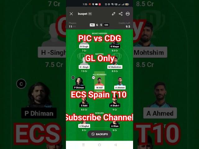 PIC vs CDG Dream11,PIC vs CDG ECS Spain T10,PIC vs CDG ECS T10,PIC vs CDG T10 #picvscdg #ecsspaint10