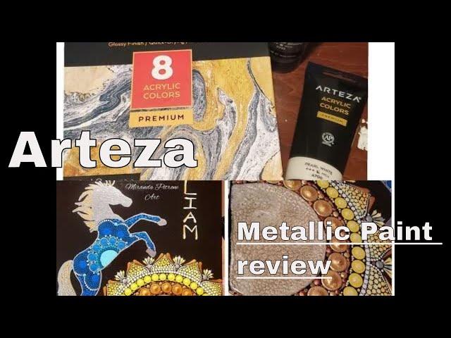 Review of Arteza Metallics ~ Heavy Bodied Acrylic Paint ~ Painting with Miranda PItrone