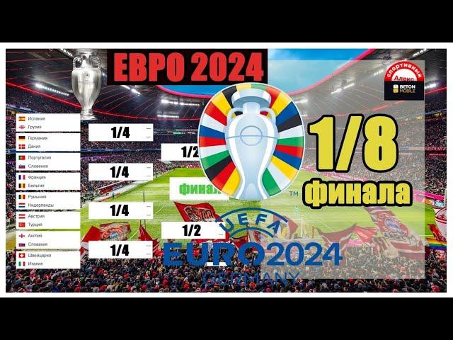 ЕВРО 2024. Кто вышел в 1/4? Схема плей-офф. результаты, расписание