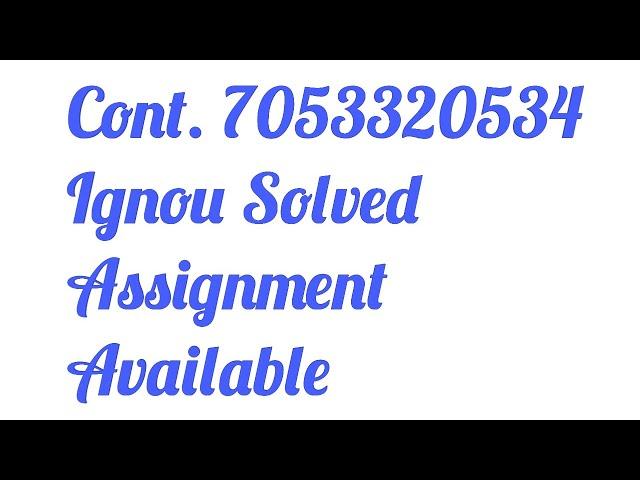 FST 1 Ignou Solved Assignment