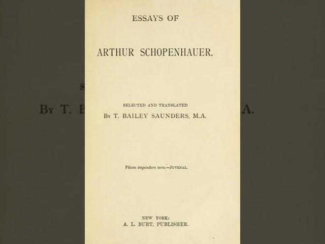 Essays of Schopenhauer - Arthur Schopenhauer | Full Audiobook 