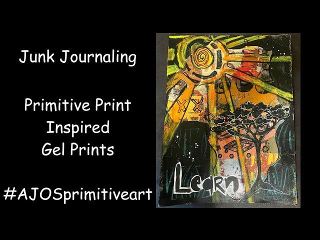 Junk Journal Page with Gel Prints Collage #AJOSPrimitiveArt