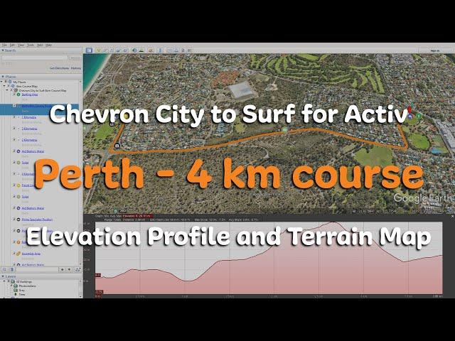 4 km course - Chevron City to Surf for Activ Perth - Elevation Profile and Terrain Map