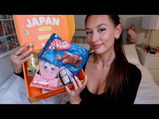 ASMR Trying Japanese Snacks/Candy   whispering, unboxing, eating and tapping