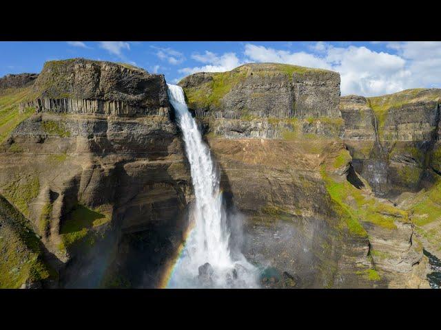 Haifoss and Granni Waterfall - Iceland by drone 4k