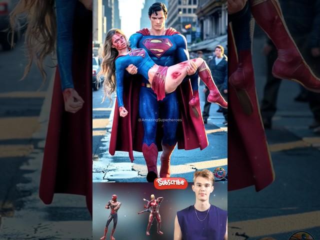 SUPERMAN SAVES SUPERGIRL FROM ACCIDENT  ( Quarrel With Spiderman ) #marvel #avengers #dc #shorts