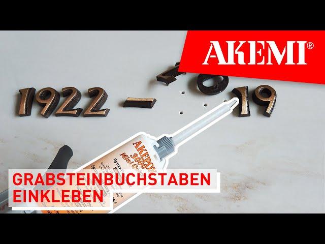 Grabsteinbuchstaben und Grabsteinschriftzüge schnell und sicher einkleben mit AKEPOX 3000 Mini Quick