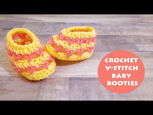 How to crochet V-stitch baby booties? | Crochet With Samra