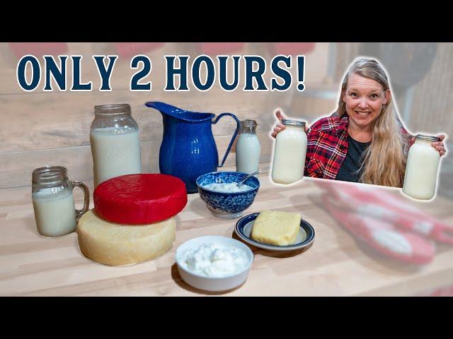 How She Makes All Her Dairy in 2 Hours! (Homemade Cheddar Cheese, Yogurt and more)