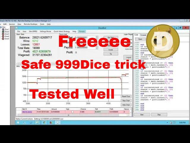 New 999Dice Trick - Dicebot scripts V12- Free download - Unpredictable