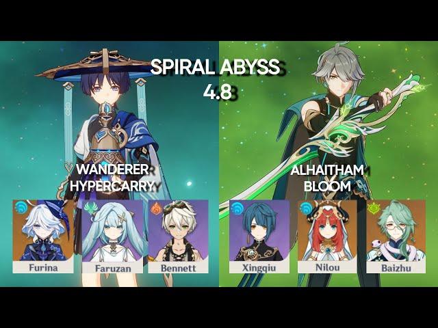 Wanderer Hypercarry & Alhaitham Bloom - Spiral Abyss 4.8 Floor 12 - Genshin Impact