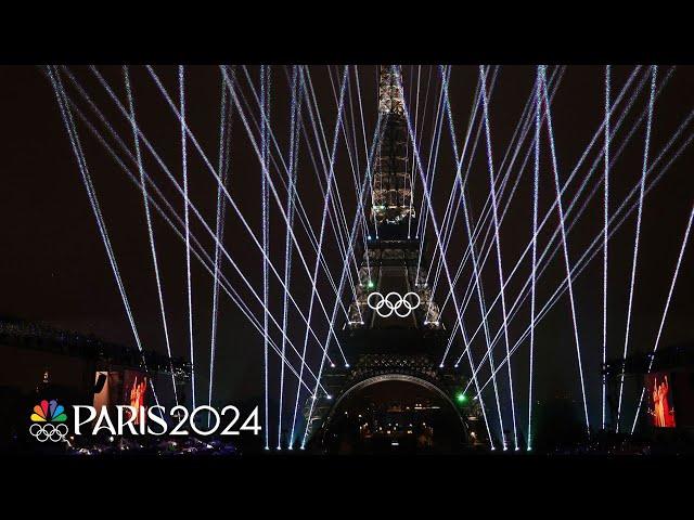 Light show dazzles the Eiffel Tower during 2024 Paris Olympics Opening Ceremony | NBC Sports