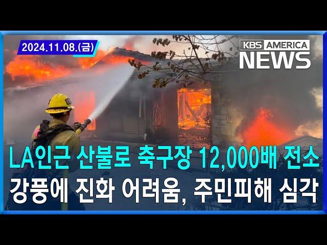 LA인근 산불로 축구장 12,000배 전소…강풍에 진화 어려움, 주민피해 심각 / 2024.11.08