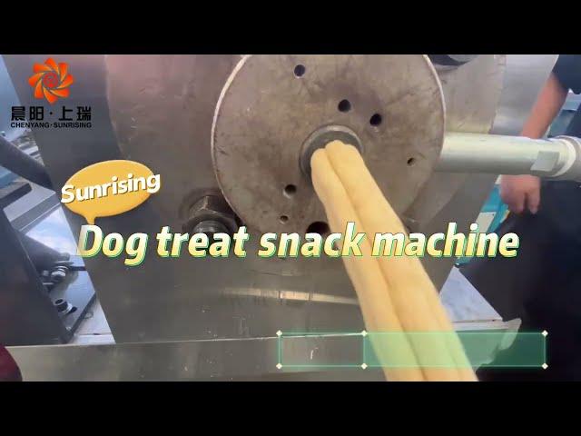 Pet dog treat snack food extruder making machine testing - Chenyang Sunrising Machinery