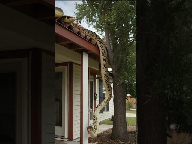 OMG, it turns out there are two big snakes on the roof #snake #python #animals #animal #viralvideo