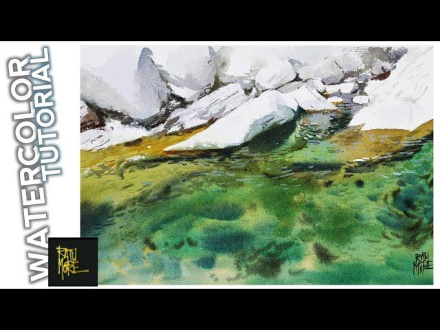 Watercolor Painting Tutorial: Wet Stone in River / WATERCOLOR PAINTING /