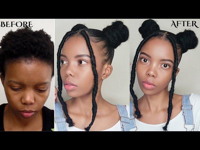 How To Double Space Buns On Short Natural Hair | Marley Hair |Back to school hairstyles