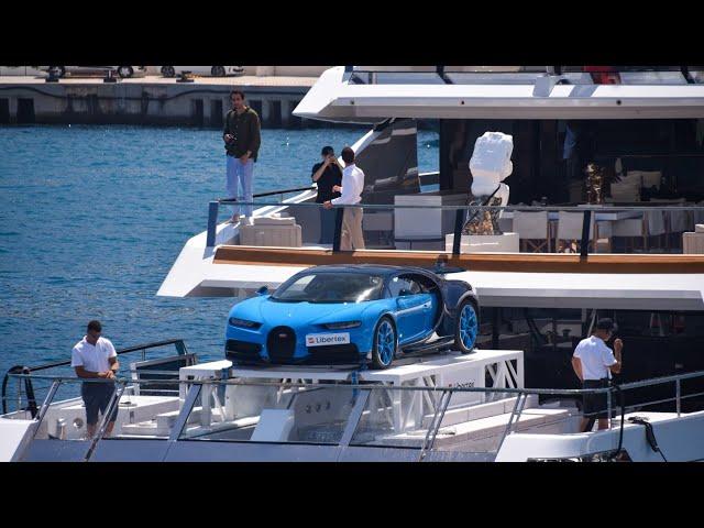 Bugatti CHIRON aboard a Millionaire Superyacht arriving at the F1 GP Monaco 2024!!