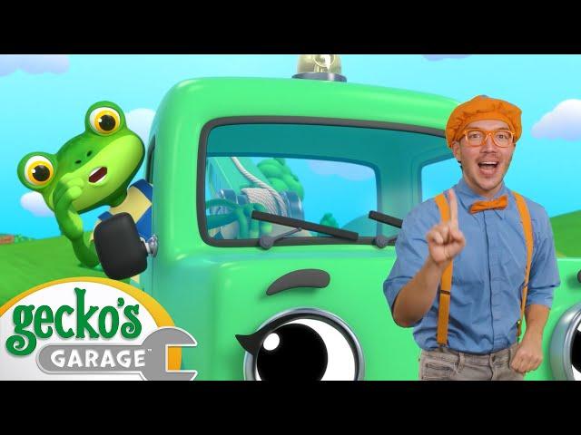 Gecko to the Rescue | Gecko's Garage and Blippi Sing Along | Trucks For Children | Cartoons For Kids