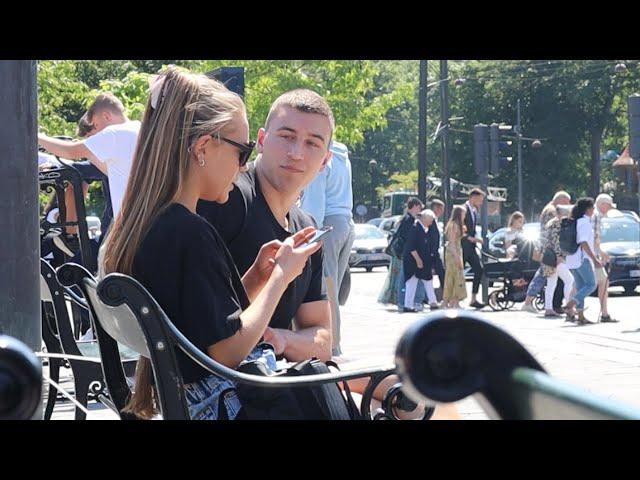 Approaching Girl On A Bench